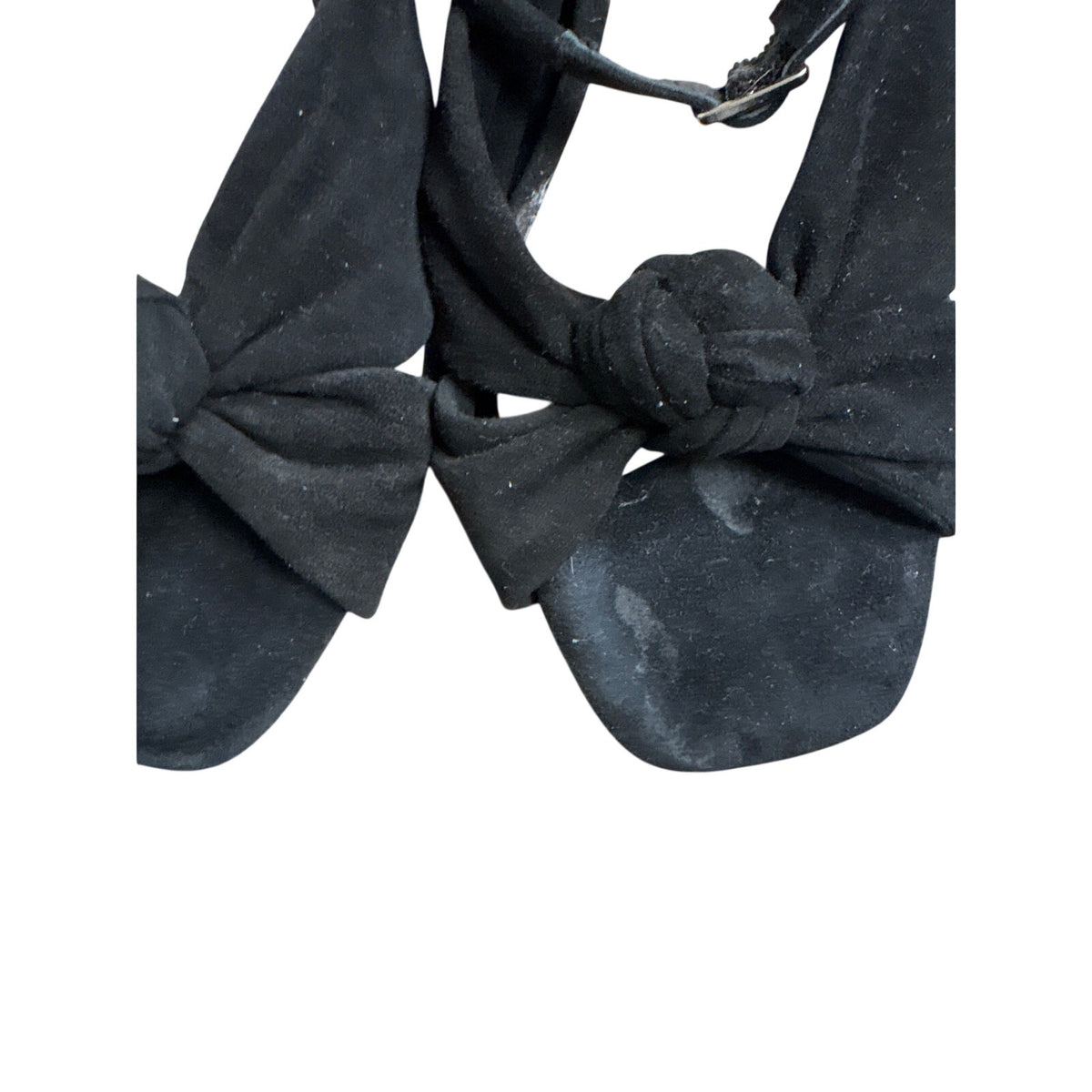 Loeffler Randall Black Suede Knotted Ankle Strap Winter Sandal Sz 8.5