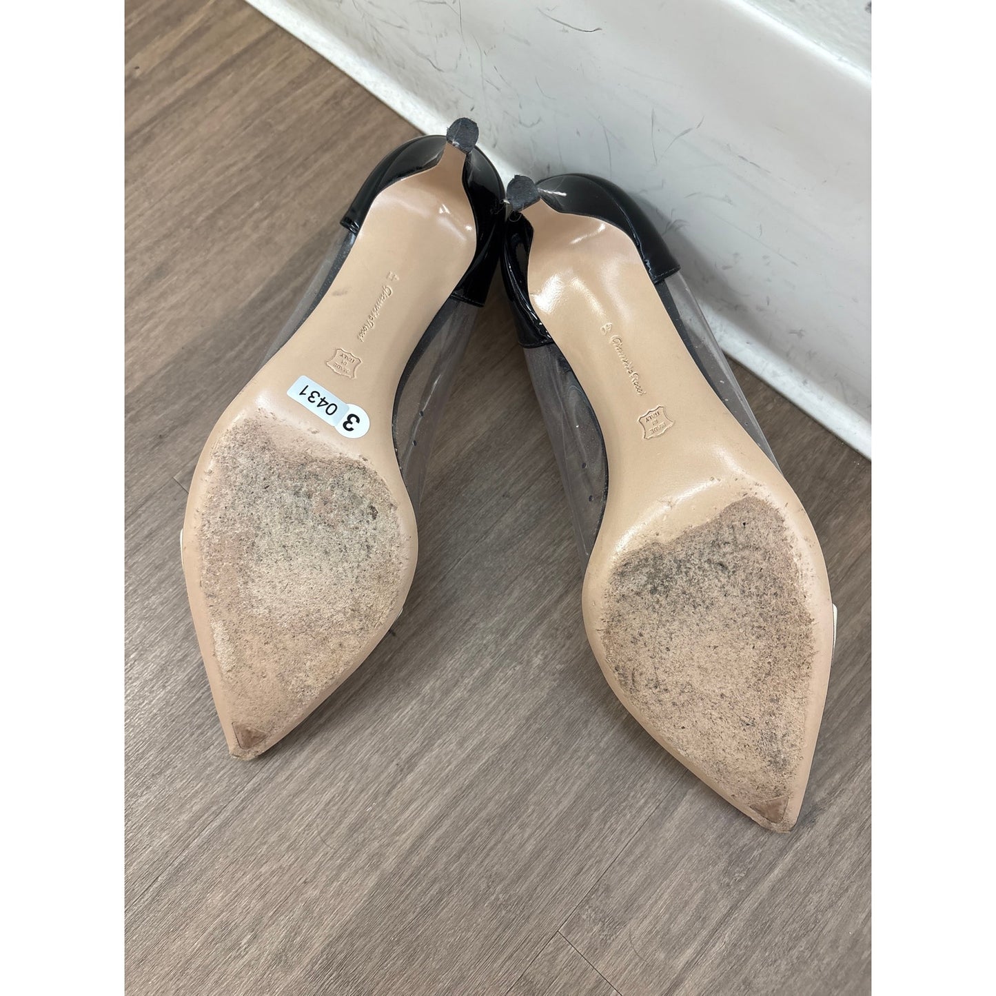 Gianvito Rossi Cream Black And Clear Heels Sz 10.5