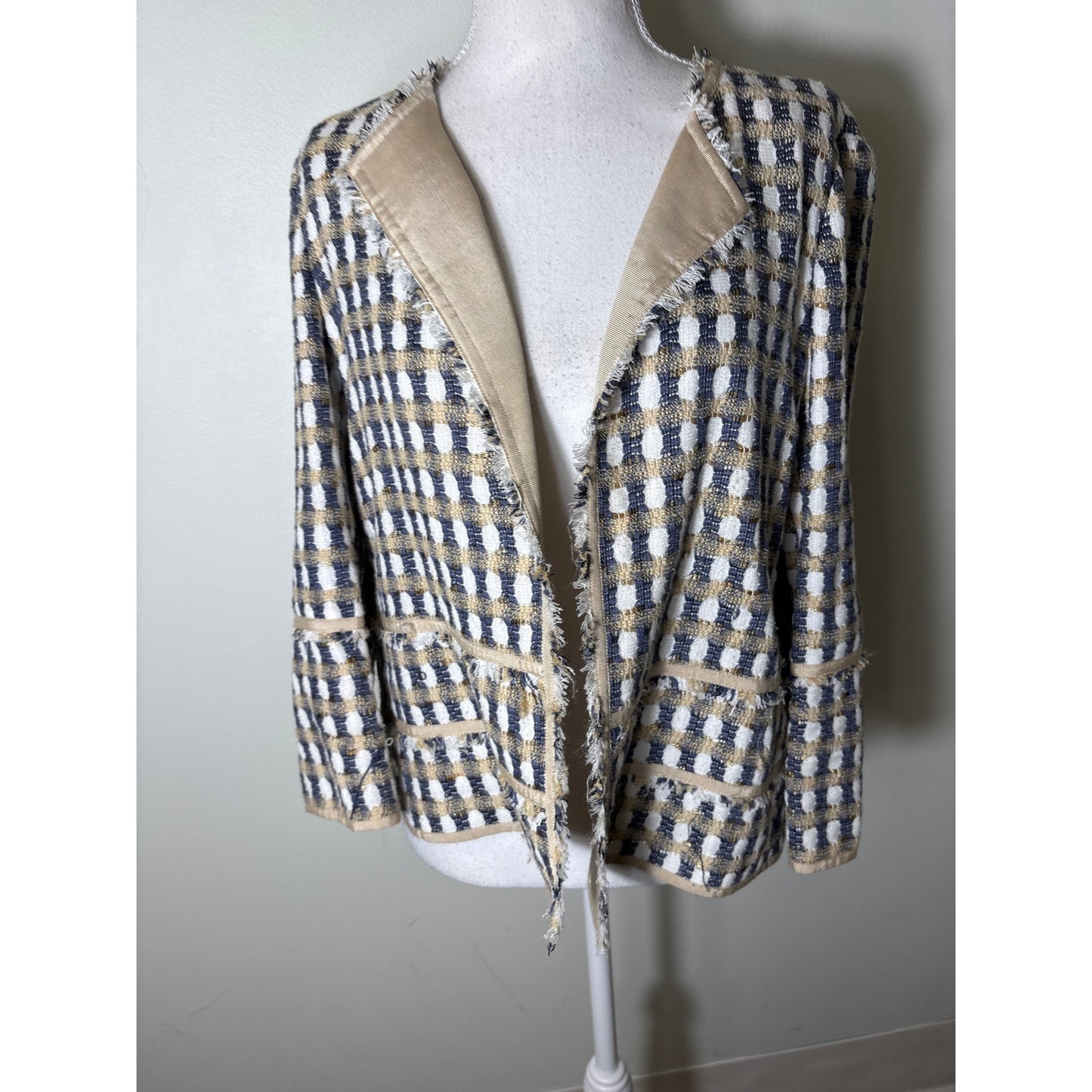 Lafayette 148 Gold and Blue Long Sleeve Jacket Sz M