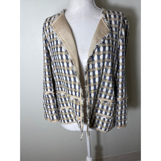 Lafayette 148 Gold and Blue Long Sleeve Jacket Sz M