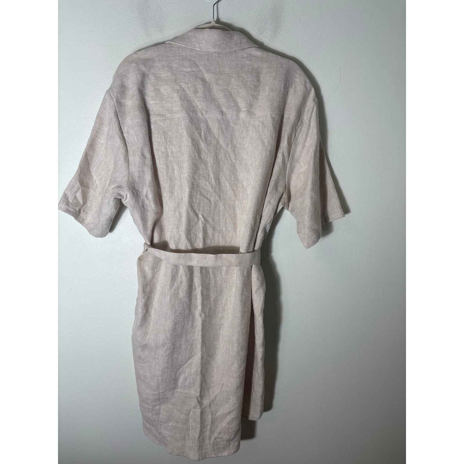NWT Emerson Fry Light Khaki Front Button Up Linen Shirt Dress Sz M