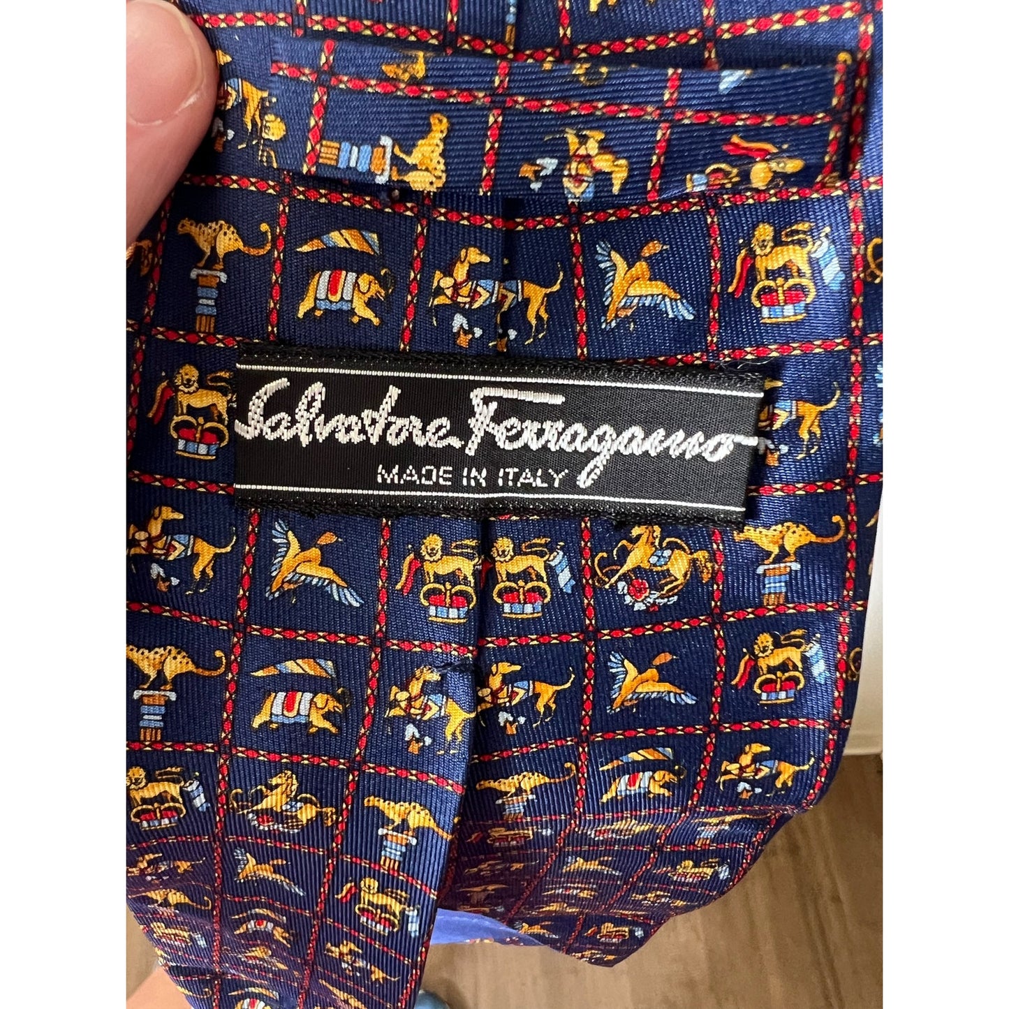 Salvatore Ferragamo Men's Navy Animal Print Tie