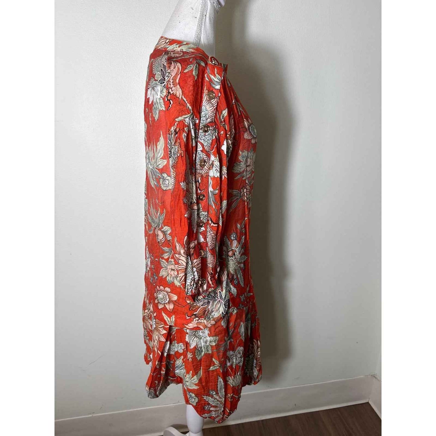 NWT Buru Orange Floral Button Sleeve Blouse and Mini Skirt Set Sz xs&xl