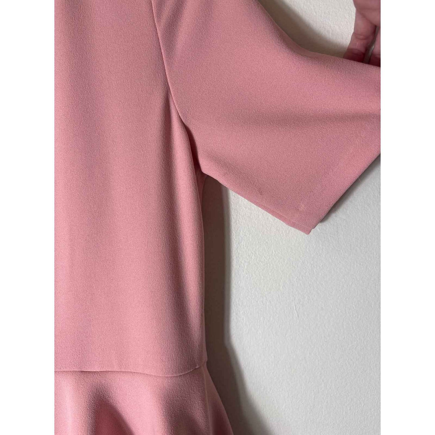 Badgley Mischka Blush Pink Half Sleeve Floor Length Ruffle Gown Sz 6
