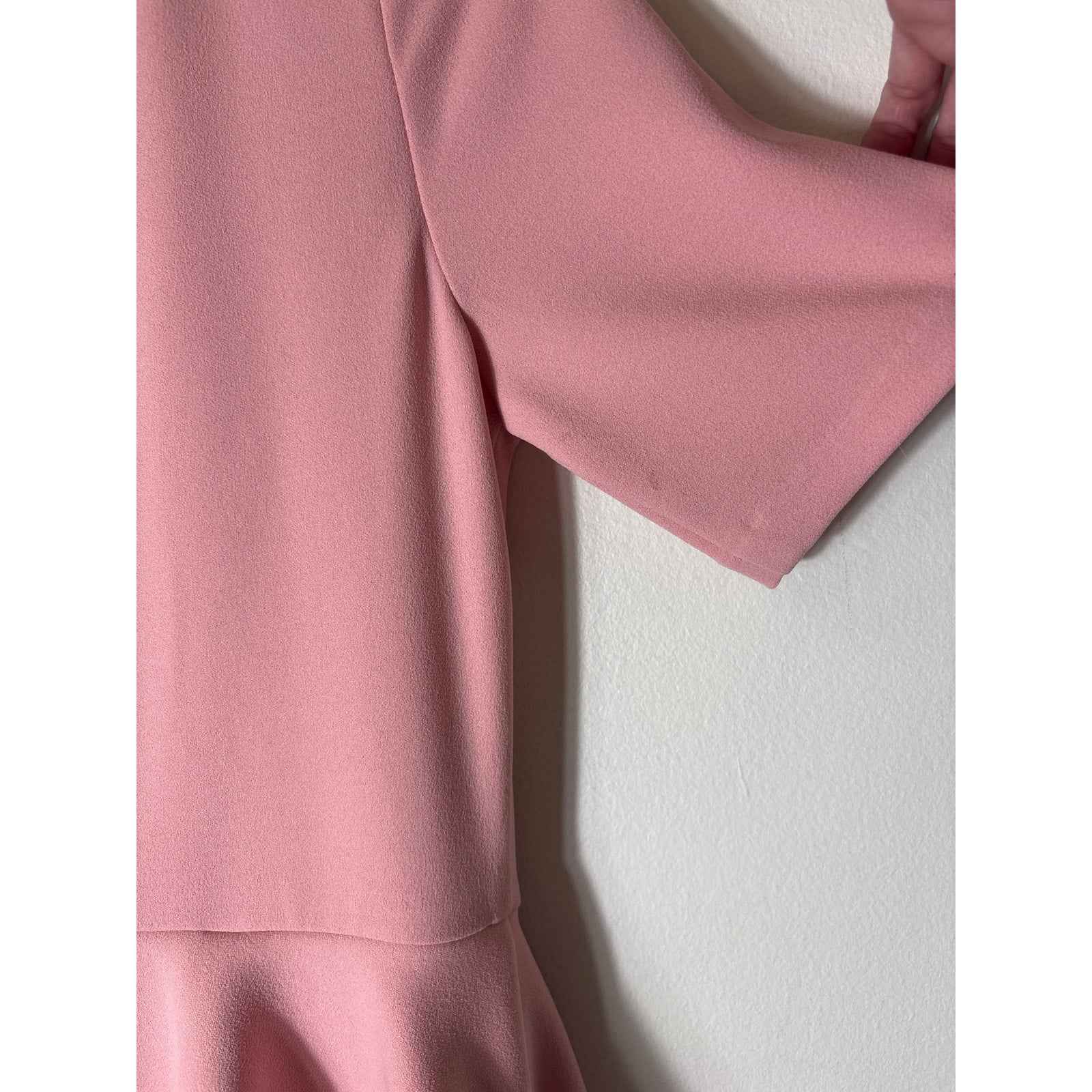 Badgley Mischka Blush Pink Half Sleeve Floor Length Ruffle Gown Sz 6