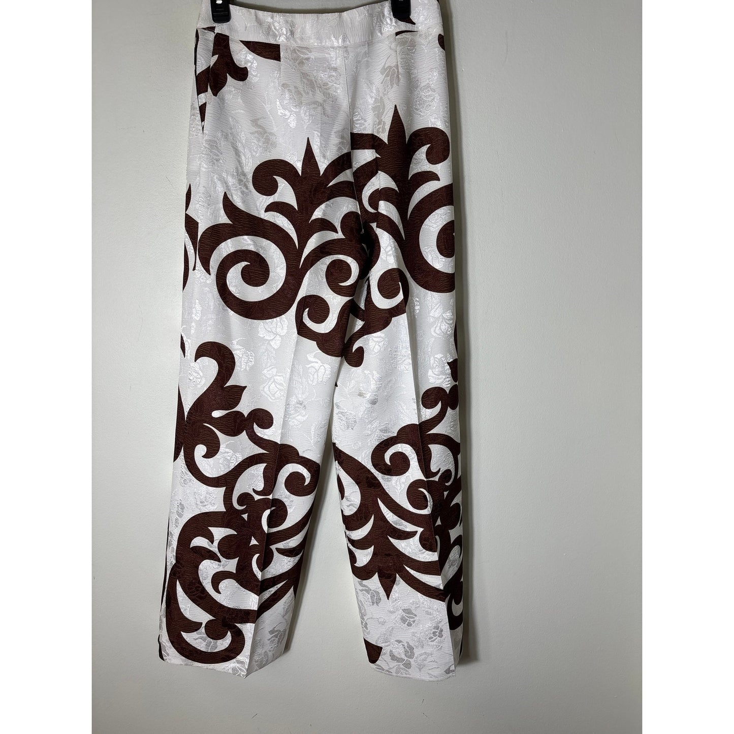 Tiziano Zoran Italian Jacquard Brown and Cream Trousers Sz 44