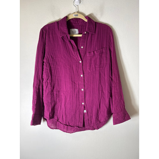 Rails Fuscia Gauzy Button Up Top Sz S