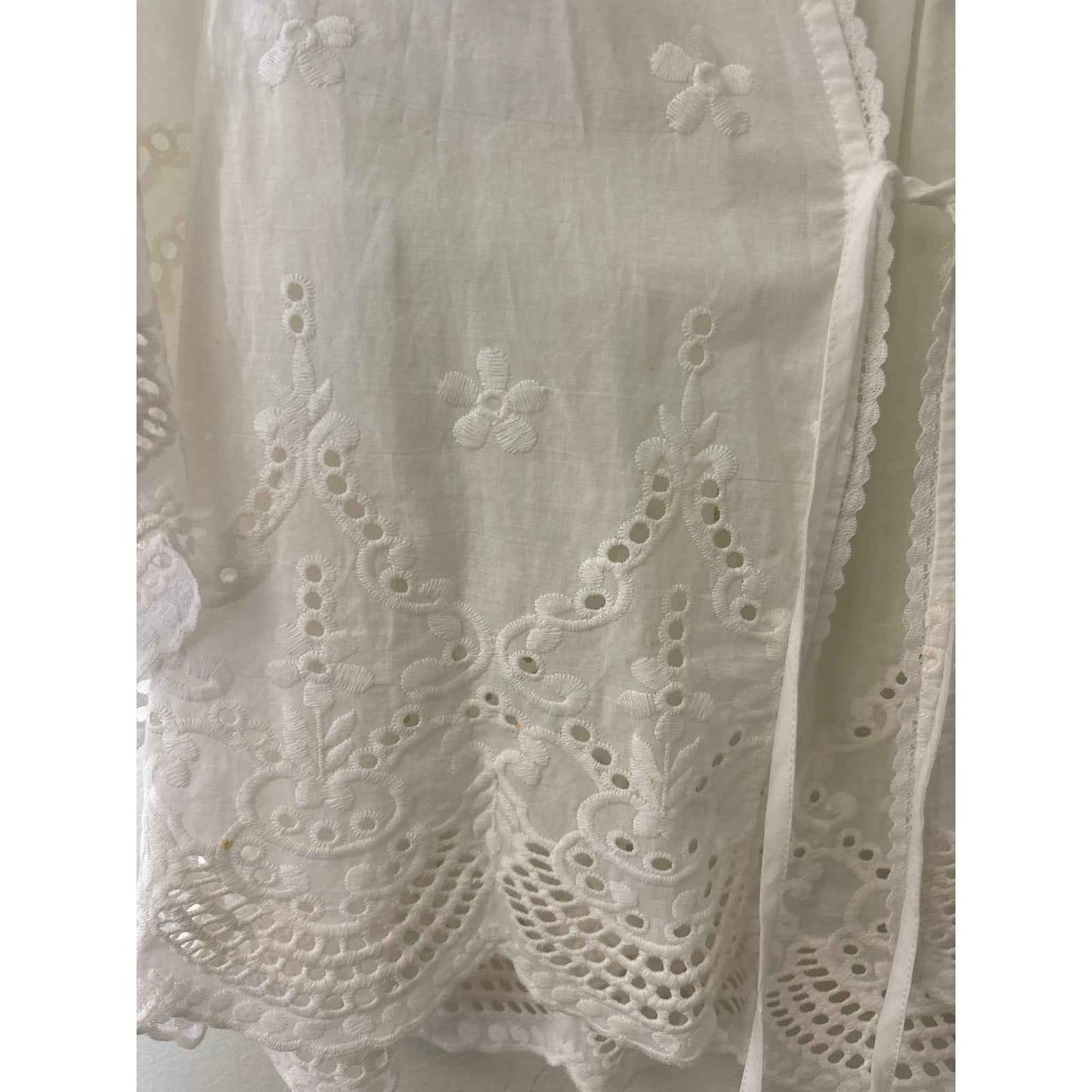 Liverpool Los Angeles White Half Sleeve Cotton Eyelet Cardigan Sz S