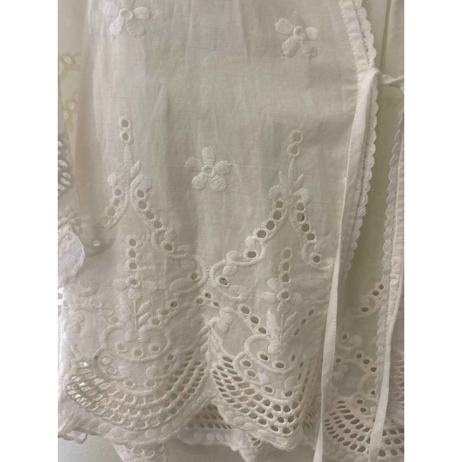 Liverpool Los Angeles White Half Sleeve Cotton Eyelet Cardigan Sz S