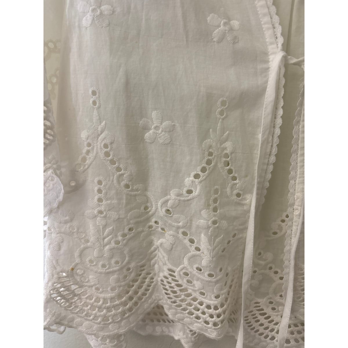 Liverpool Los Angeles White Half Sleeve Cotton Eyelet Cardigan Sz S