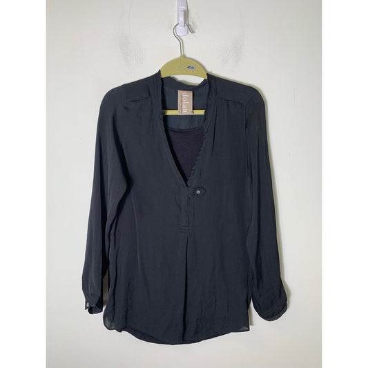 Dolan Left Coast Connection Black Long Sleeve Mixed Media Top Sz S