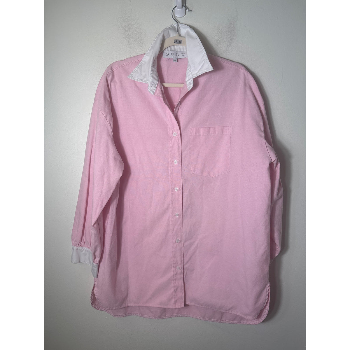 Buru Pink With White Collar Shirt/Dress Sz M/L