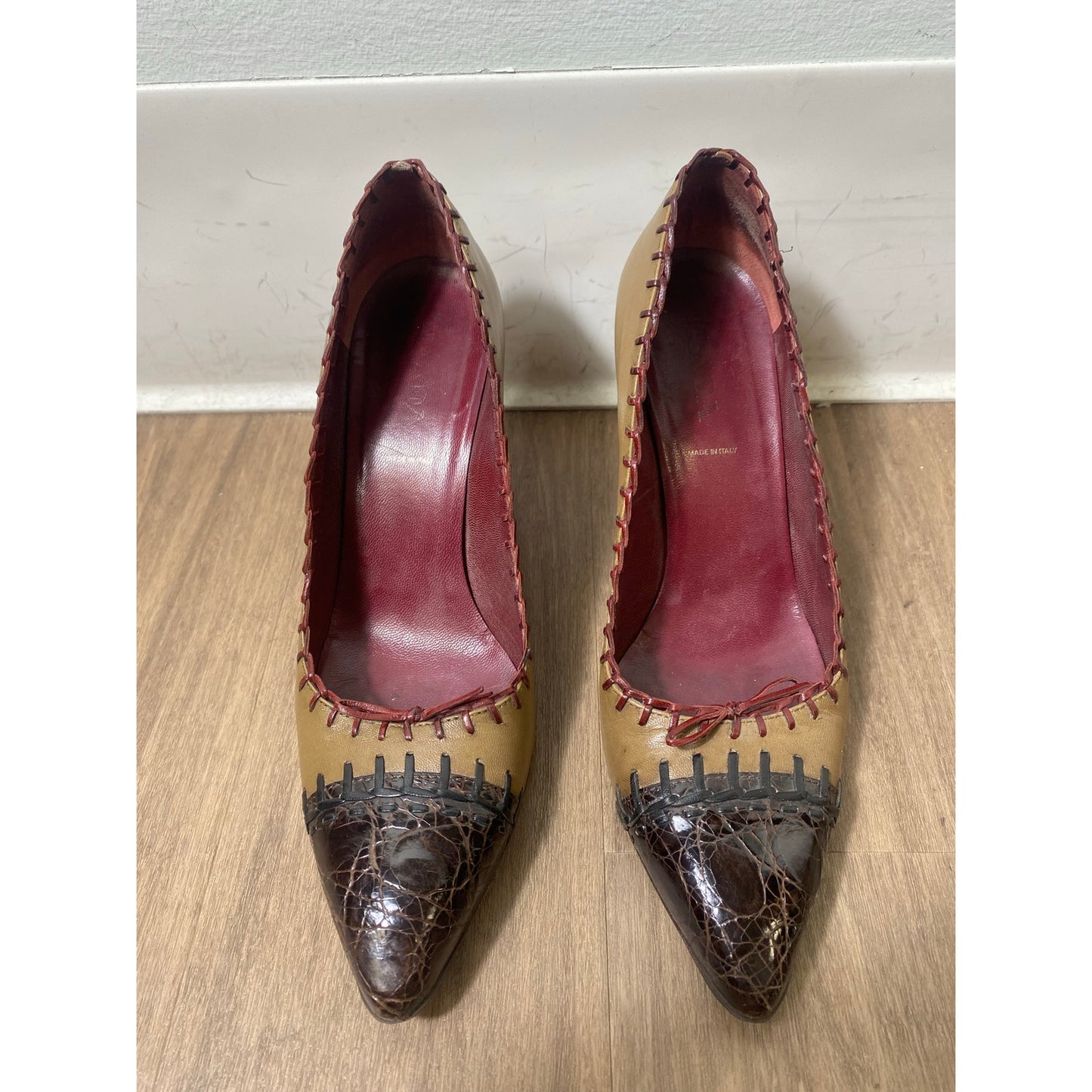 Vintage Prada Brown High Heel Pointy Toe Shoe sz 37 (6.5)