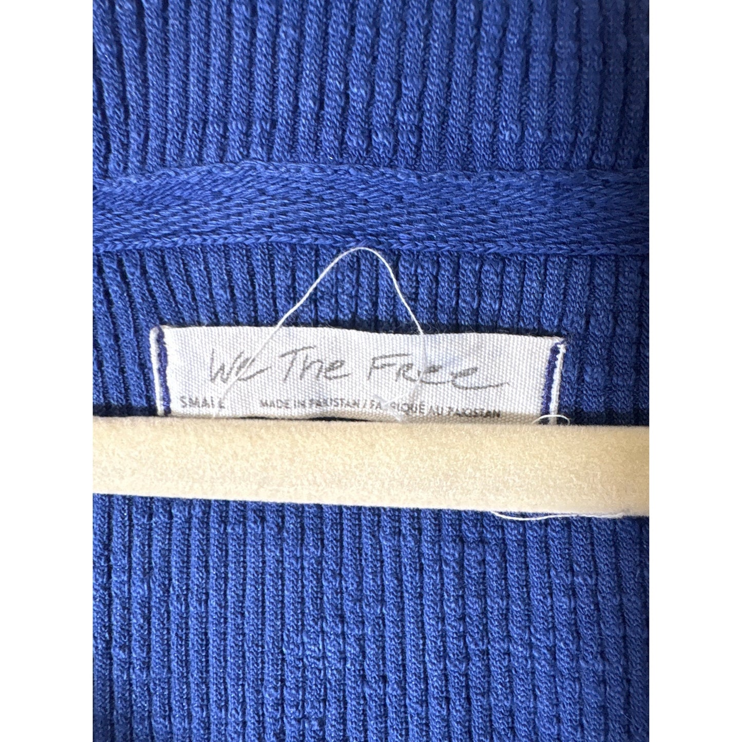 Free People Cobolt Blue Ripped V Neck Pullover Top Sz S