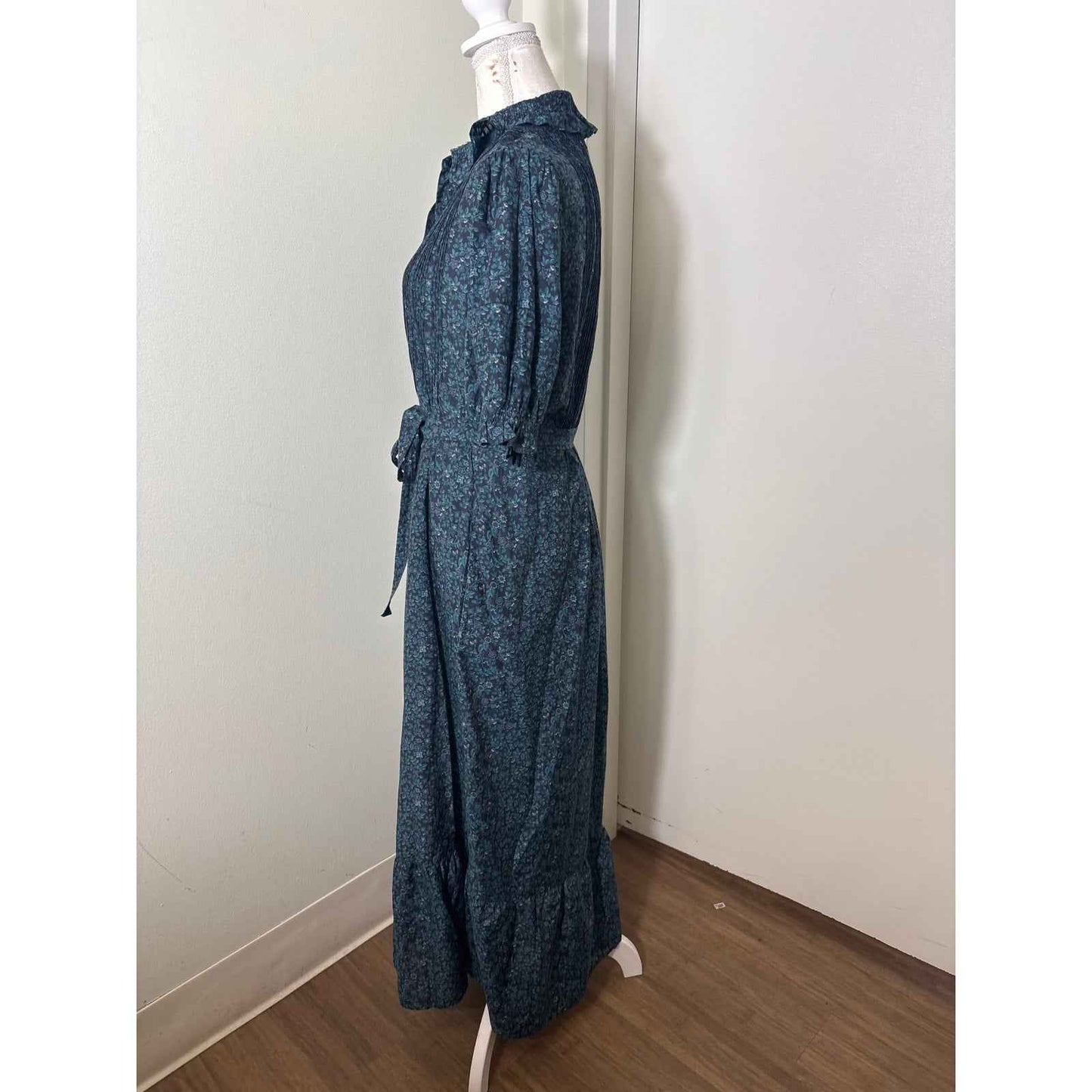 Travota Birds of Paradis Black and Green Floral  Maxi Dress Sz S