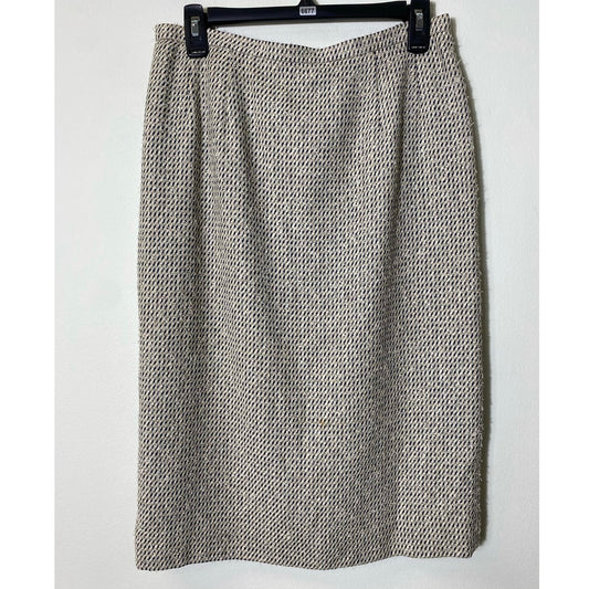 Carlisle Beige Black Cotton Wool Blend Pencil Skirt Sz 10