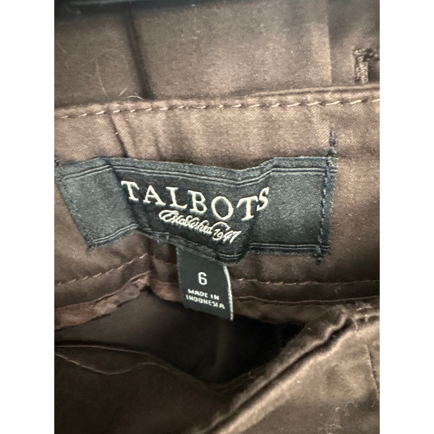 Talbots Dark Brown Straight Leg Dress Pants Sz 6