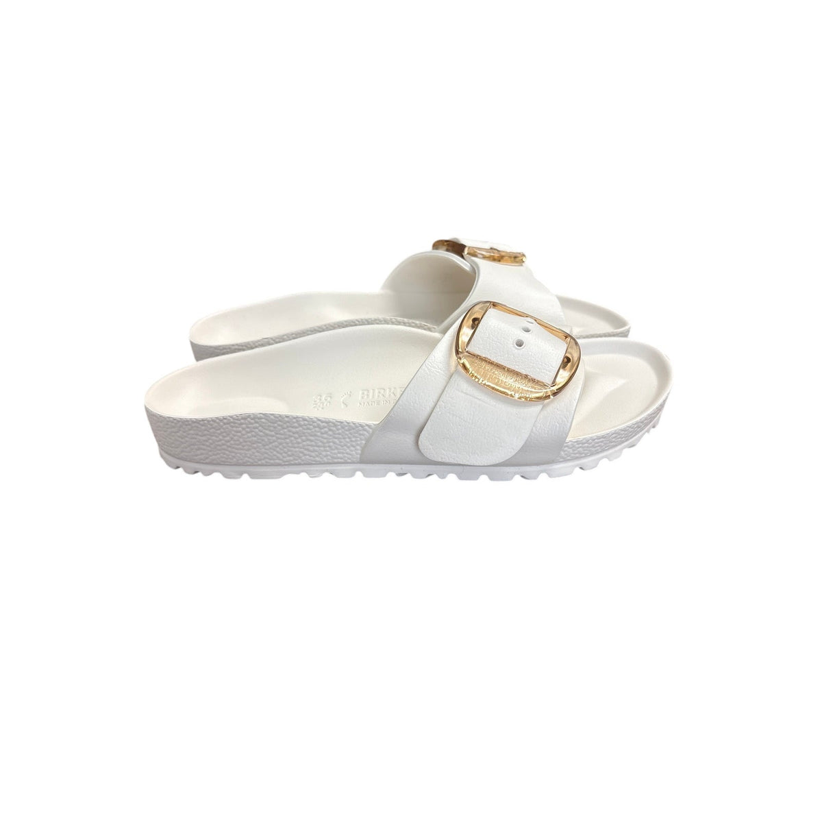 Birkenstock White One Buckle Rubber Sandal Sz 36