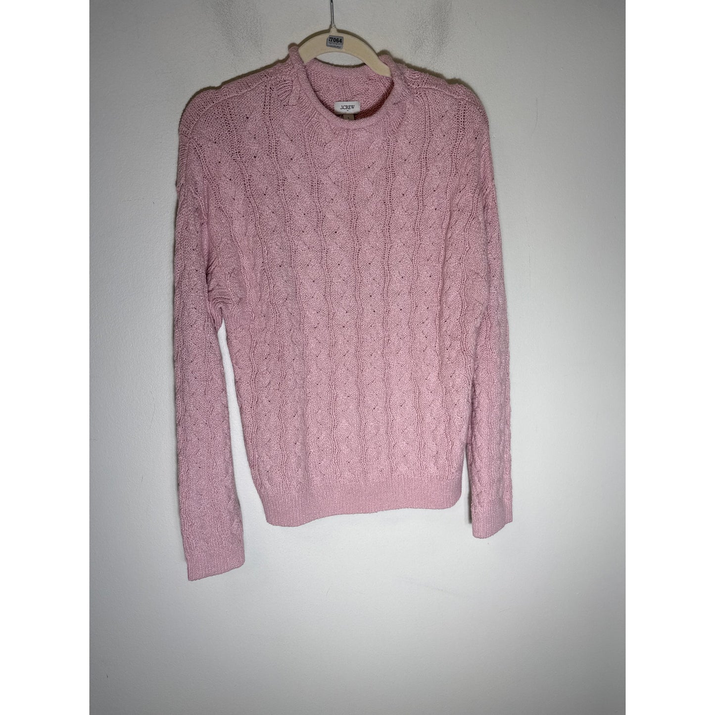 NWT J. Crew Pink Cable Knit Sweater Sz L