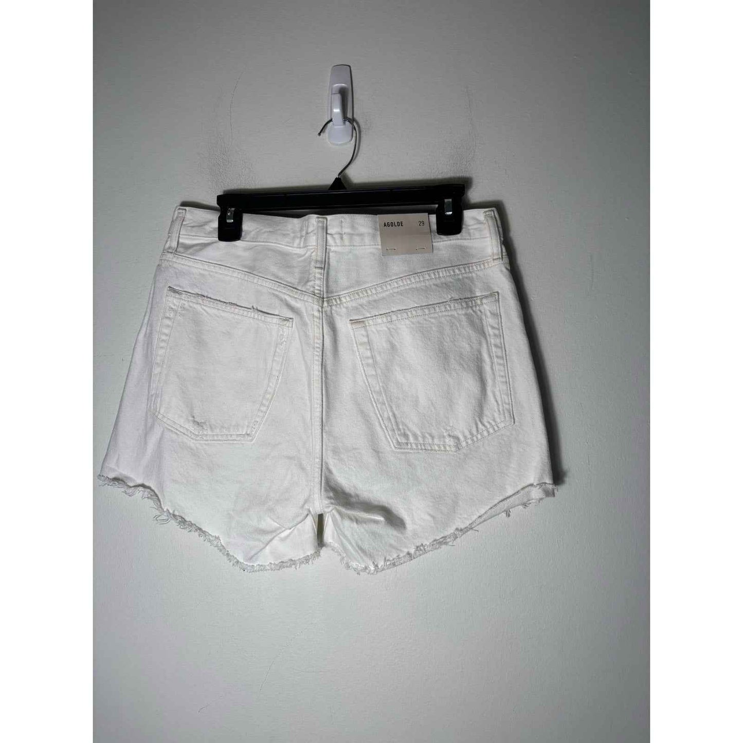 NWT Agolde White "parker Long Short Loose Fit" Cut Off Shorts Sz 29