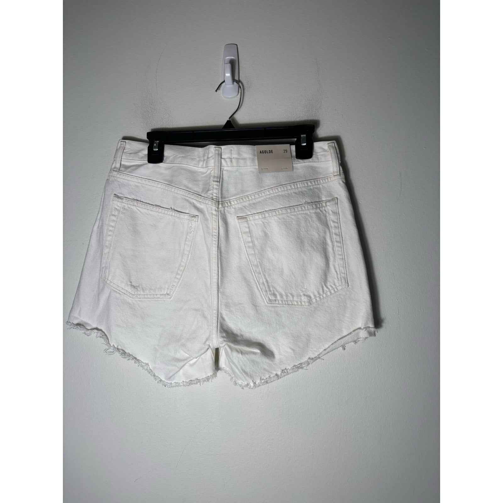 NWT Agolde White "parker Long Short Loose Fit" Cut Off Shorts Sz 29