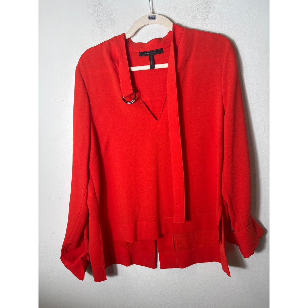 BCBG Orange Long Sleeve Flowy Blouse Sz M
