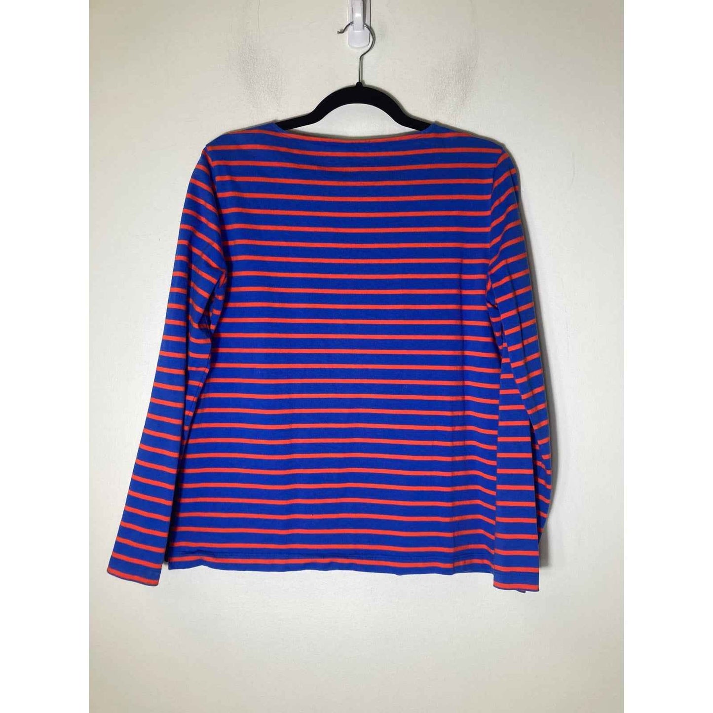 Tory Burch Blue Orange Stripe Cotton Long Sleeve Shirt Sz L