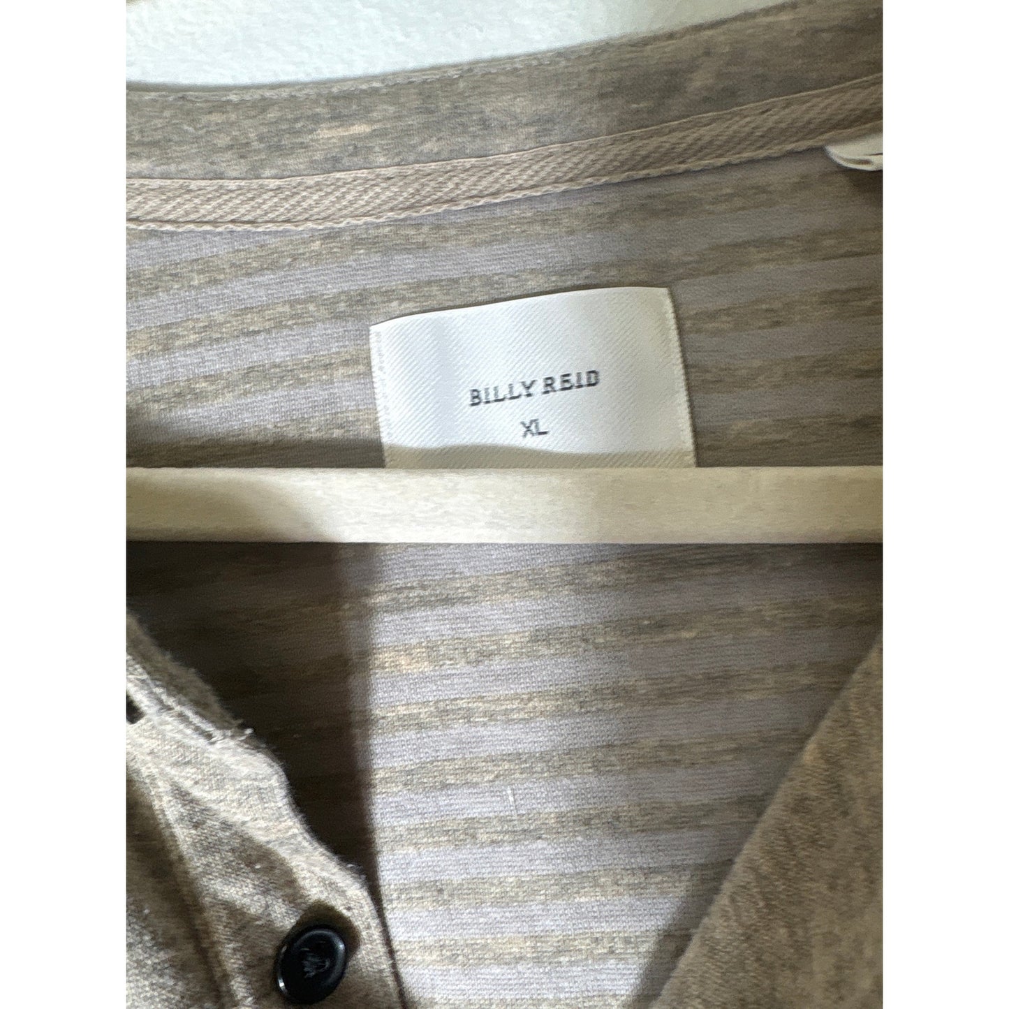 Billy Reid Tan Heathered Long Sleeve Cotton Blend Shirt Sz XL