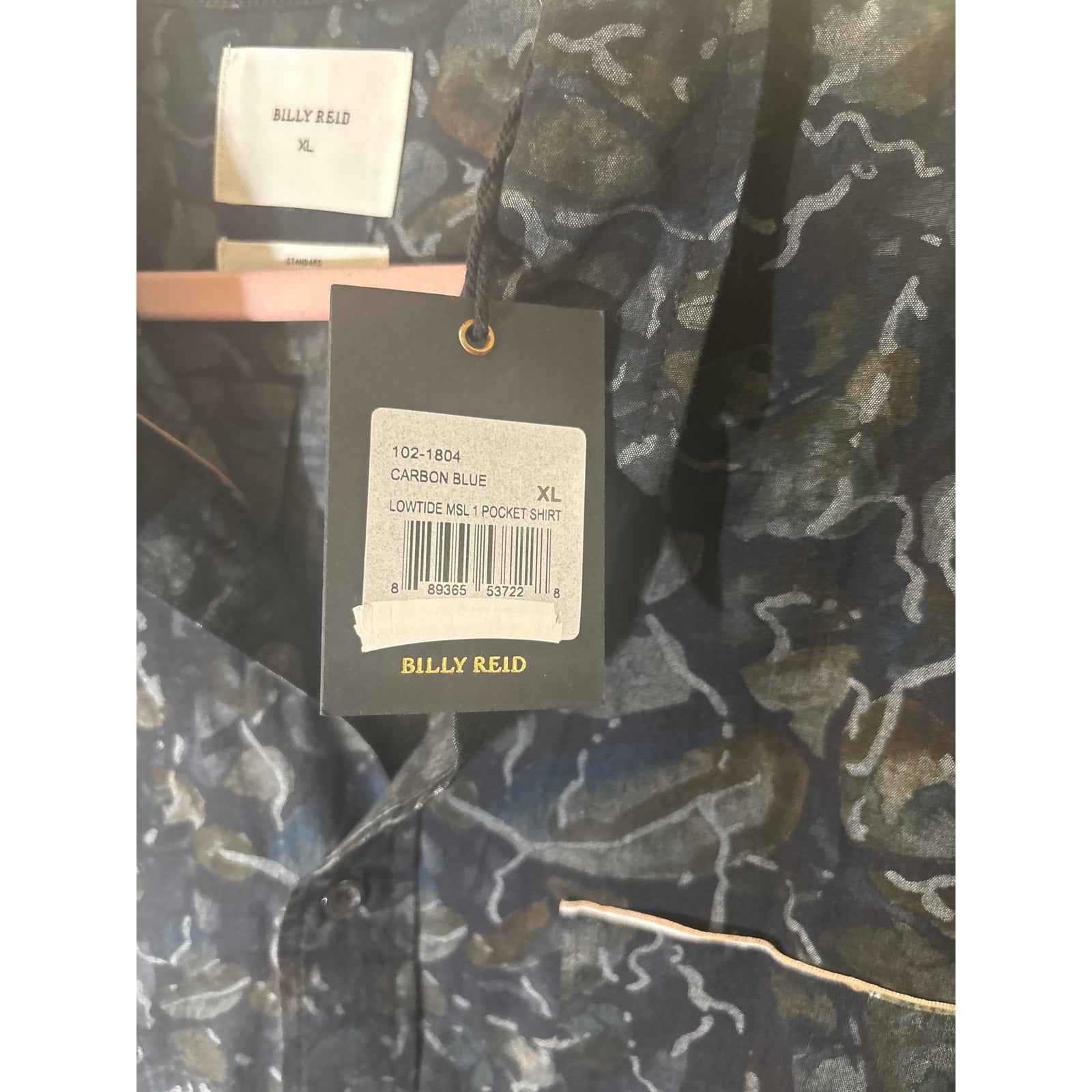 NWT Men's Billy Reid Carbon Blue Lowtide Pocket Shirt Sz XL