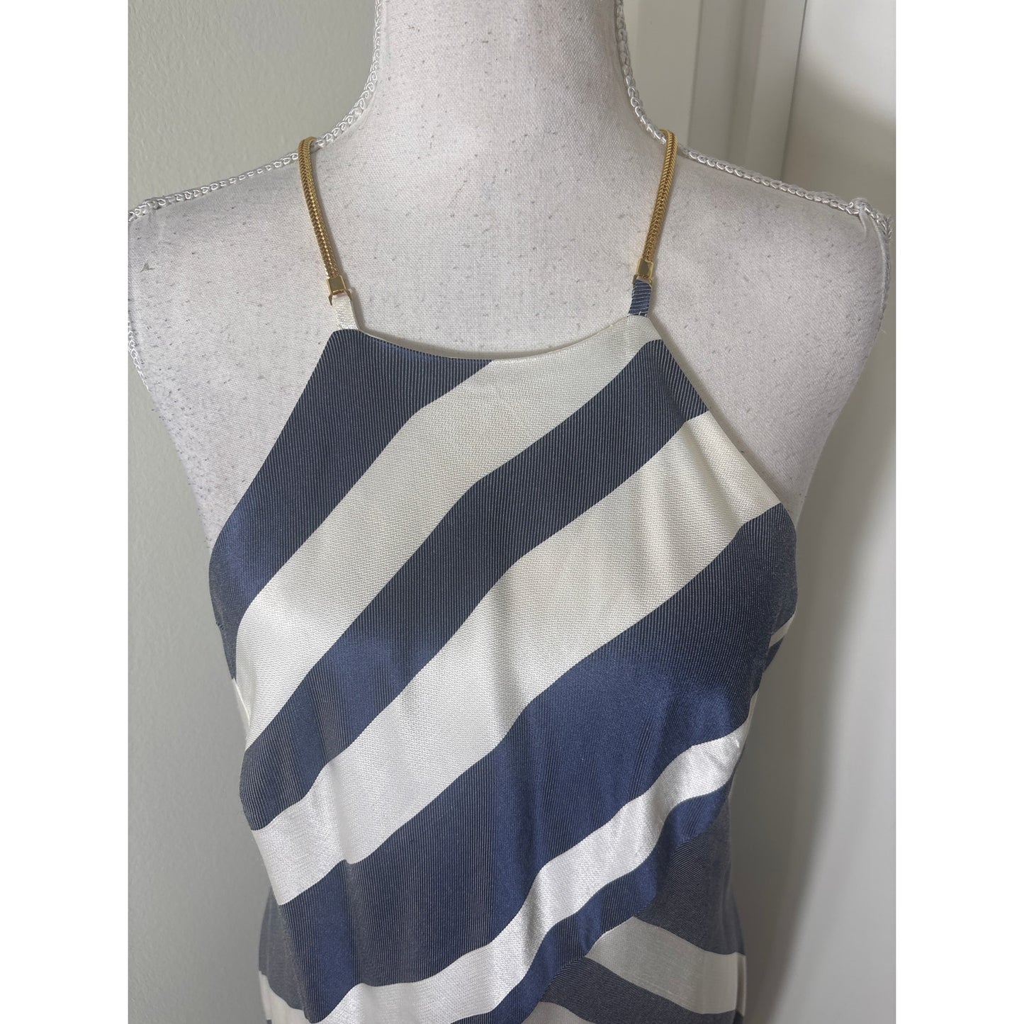 Trina Turk White and Blue Stripe Sleeveless Maxi Dress Sz 10