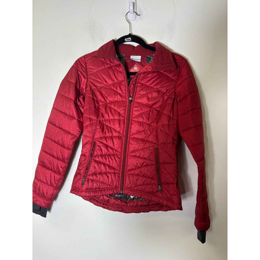 Columbia Red Puffer Fitted Jacket Sz XS