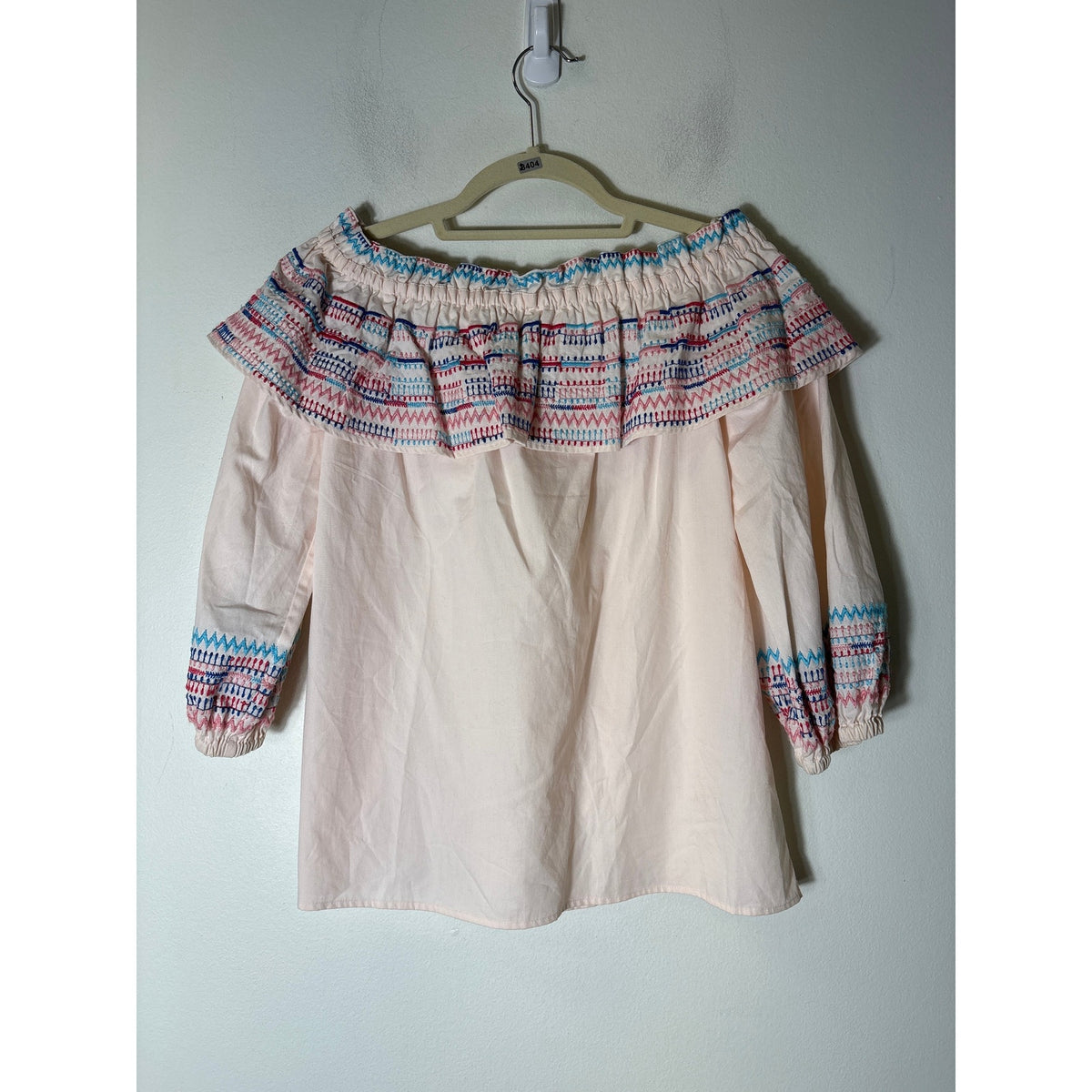 Parker Blush Pink Embroidered 3/4 Puff Sleeve Cotton Top Sz XS