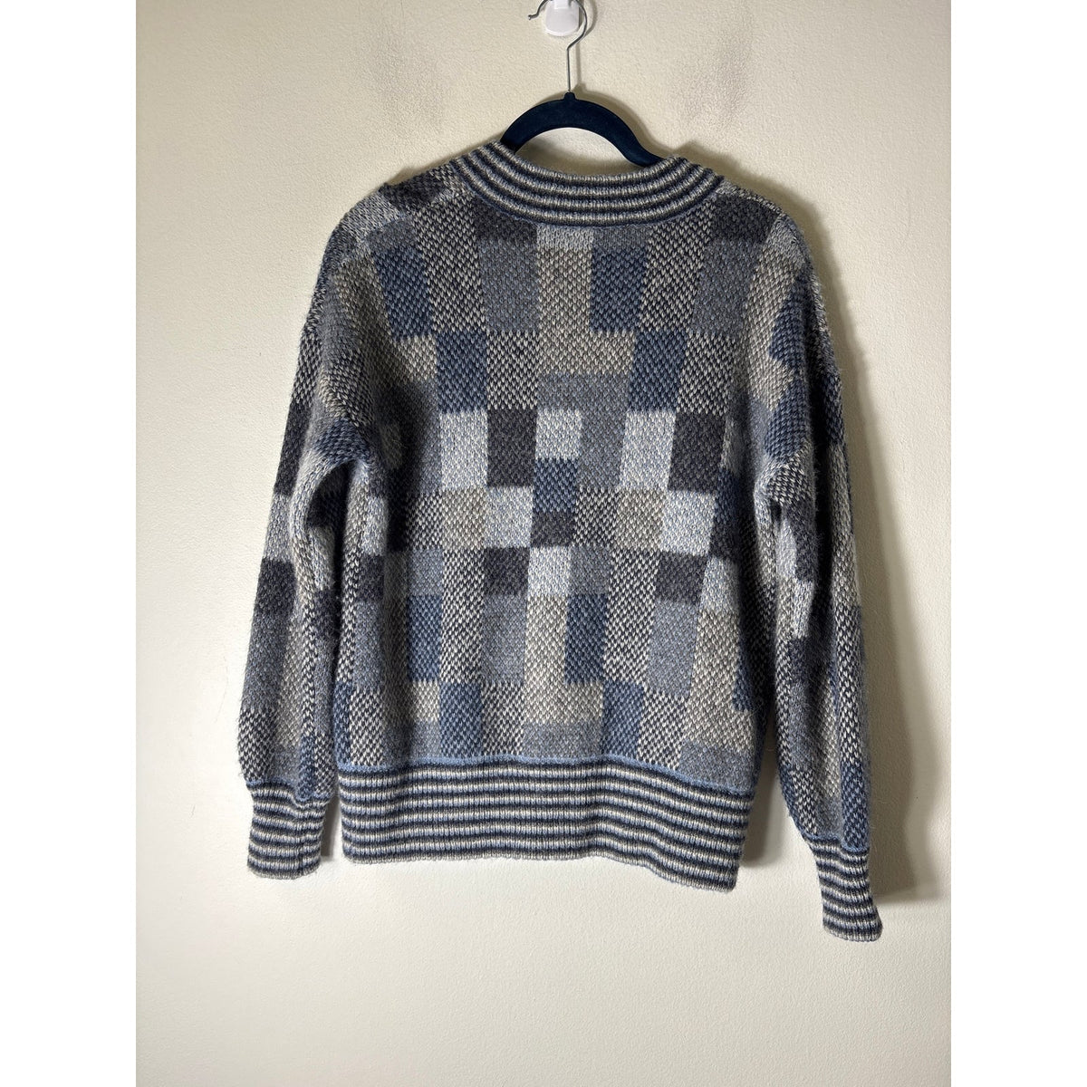 Madewell Gray and Blue Patterned Cardigan Sweater Sz XXS