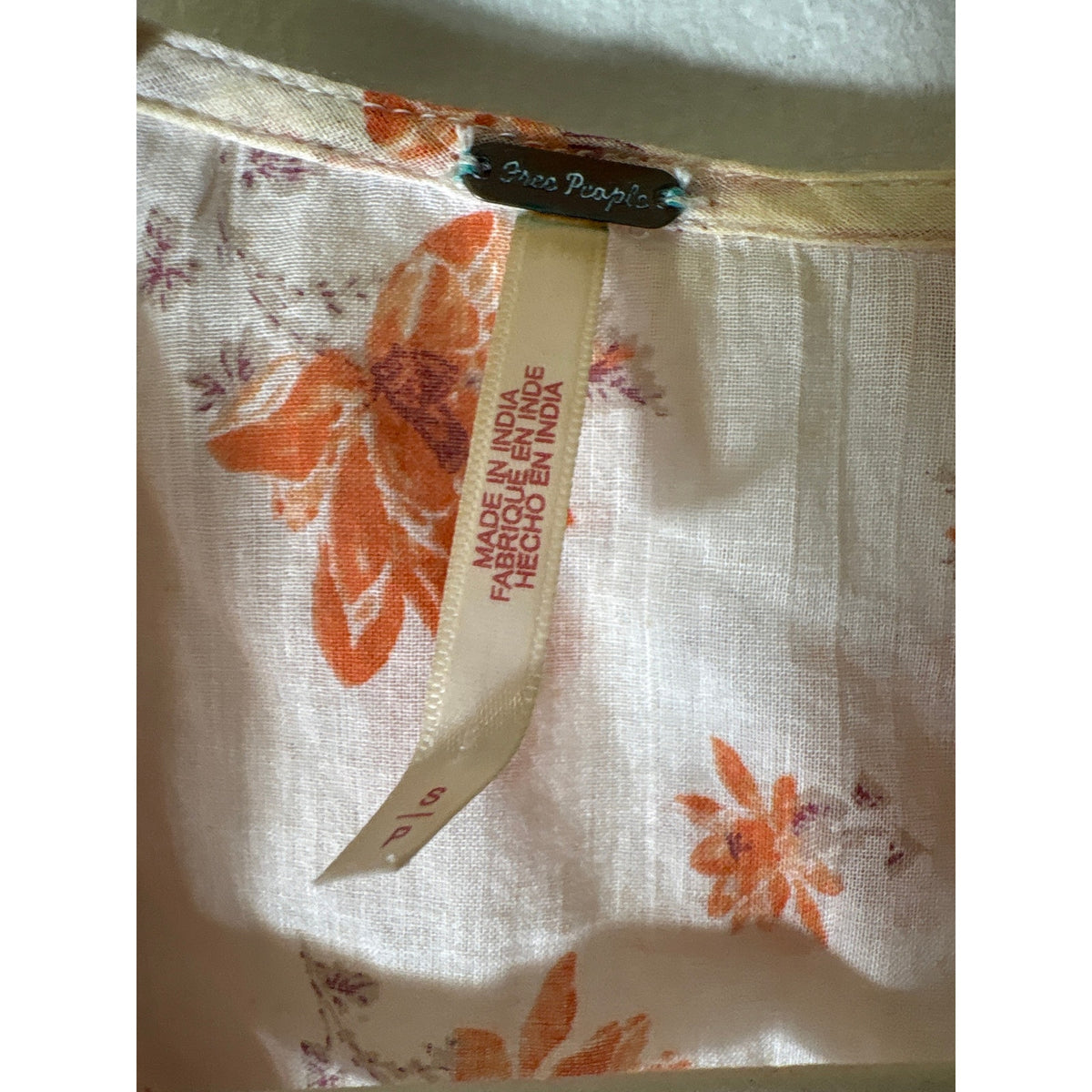Free People Orange Floral Ruffle Wrap Top Sz S