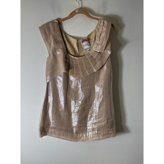 Yoana Baraschi Champagne Shimmery Sleeveless Top Sz 10