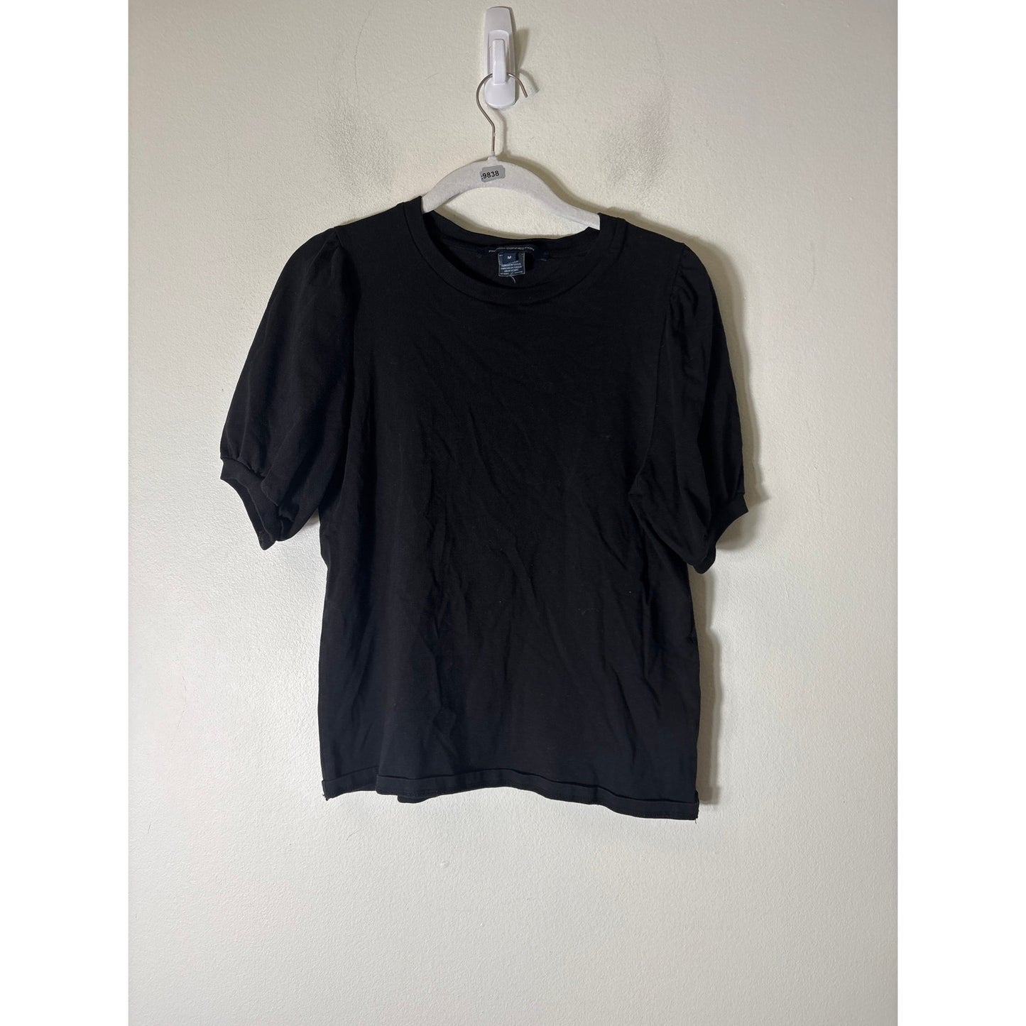 French Connection Black Puff Sleeve Tee Sz M