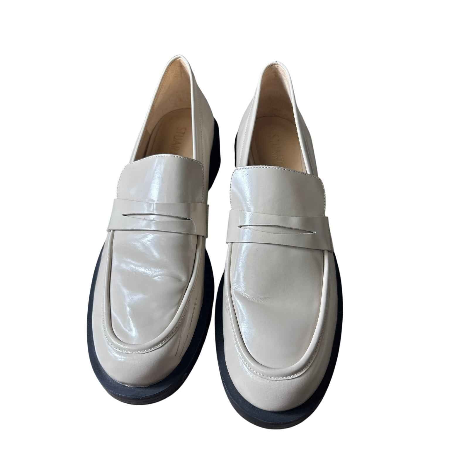 Stuart Weitzman Cream Penny Loafers Sz 9