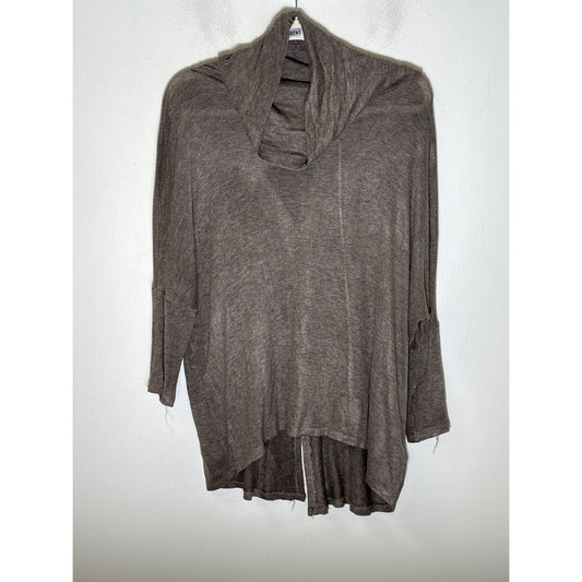 Bobeau Gray Long Sleeve Cowl Neck Knit Shirt Sz M