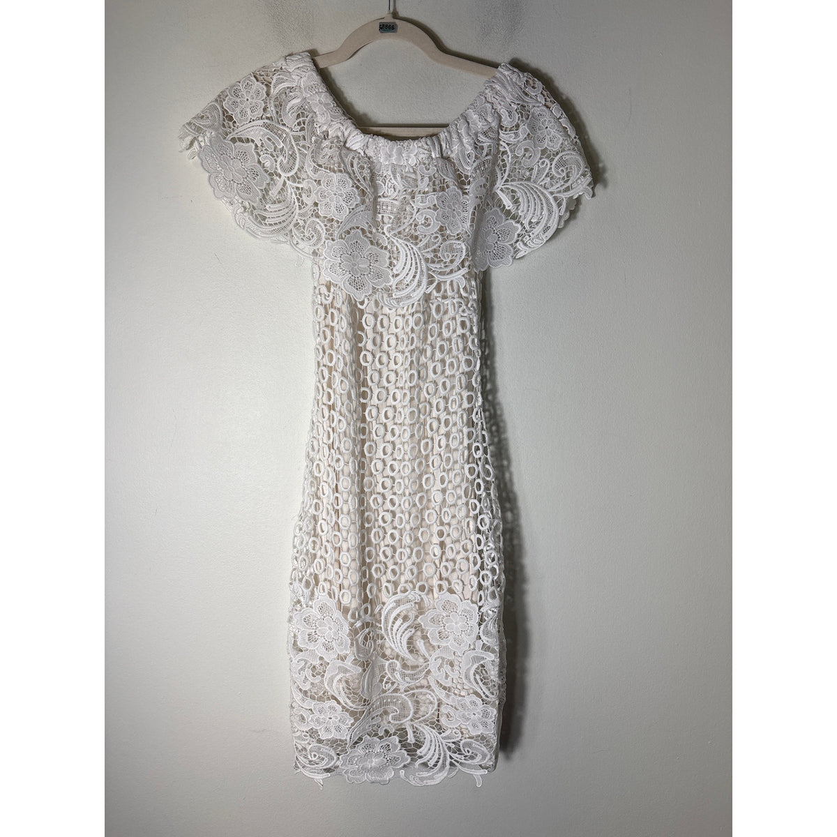 Gianni Bini Off White Off the Shoulder Lace Knee Length Dress Sz XS