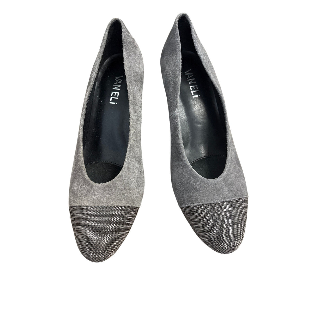 Vaneli Dark Grey Suede Closed Toe Pump with 2" Heel Sz 6