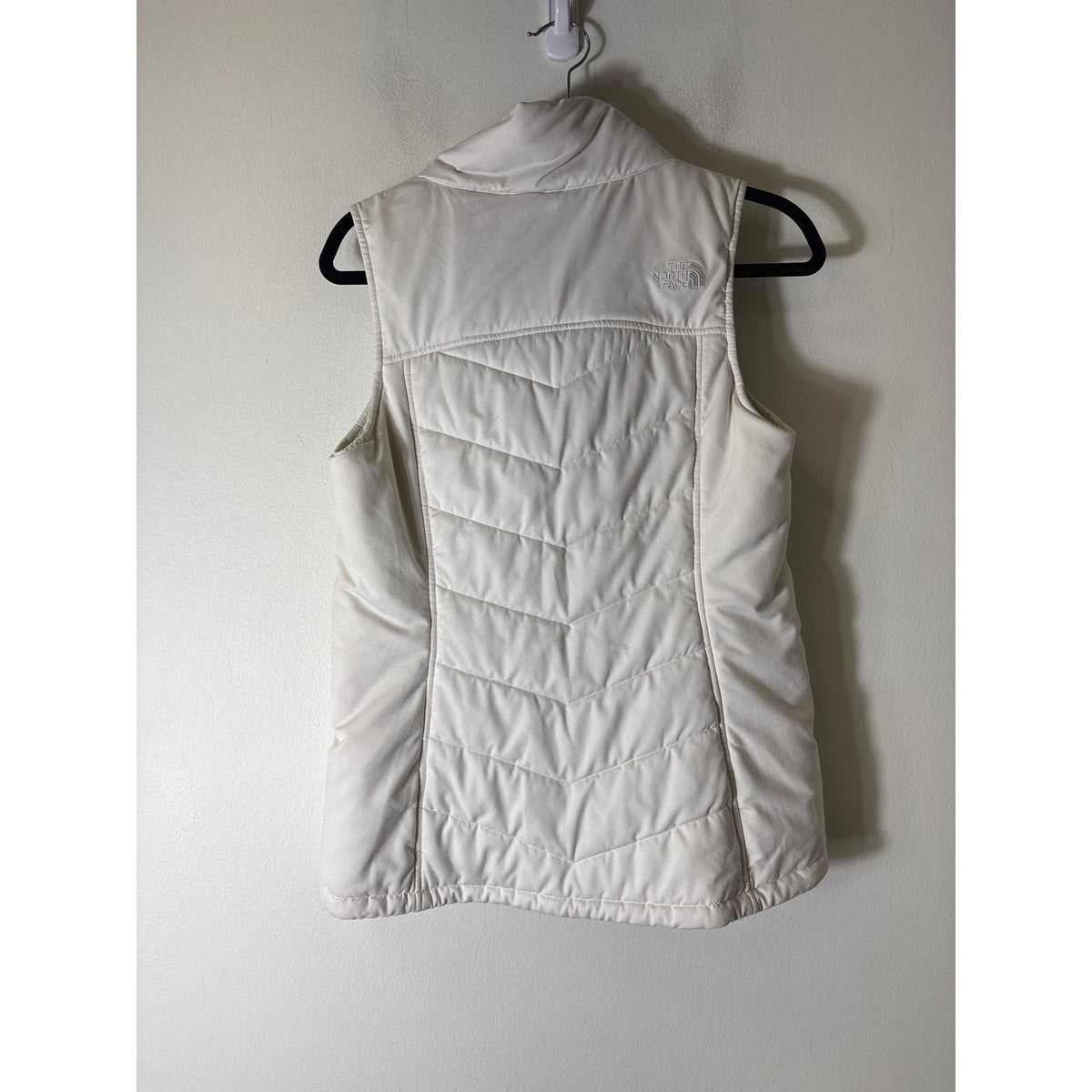 The North Face Off White Quilted Zip Front Vest Sz M