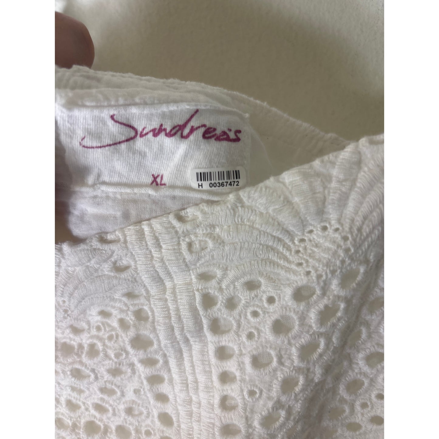 Sundreas White Eyelet Mini Dress Sz XL