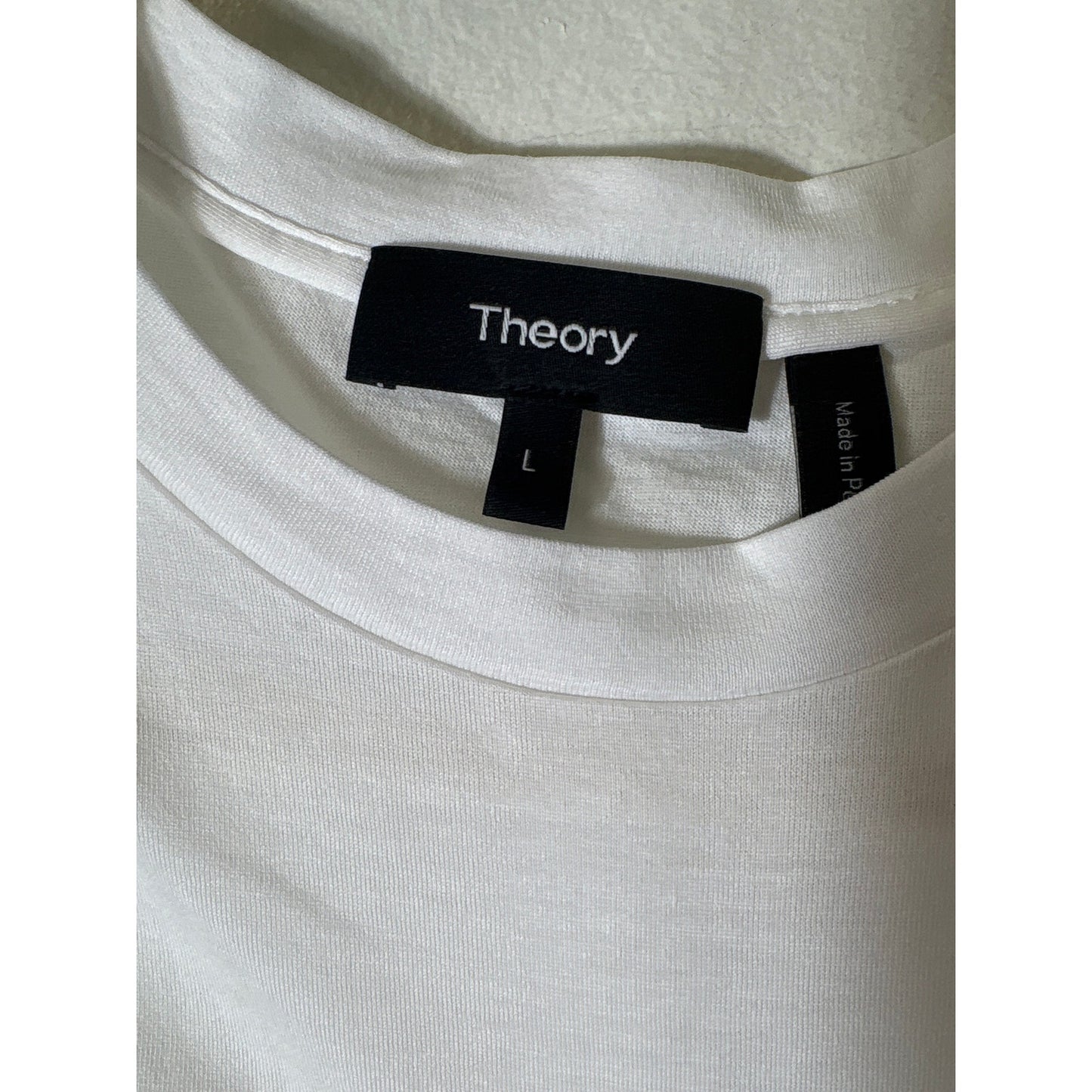 Theory White Short Sleeve Ruched Cotton Tee Shirt sz L