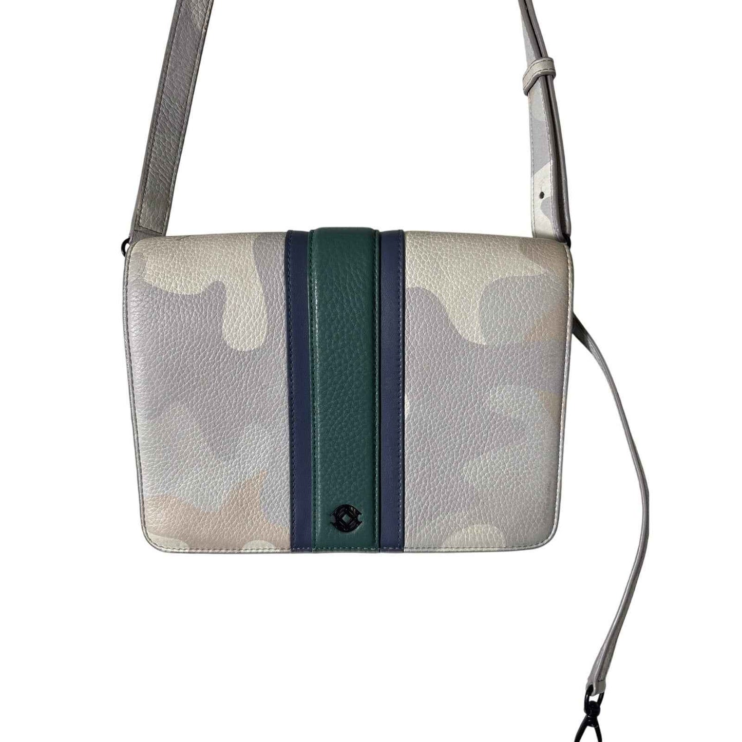 Dagne Dover Gray Camo with Green Stripe Purse