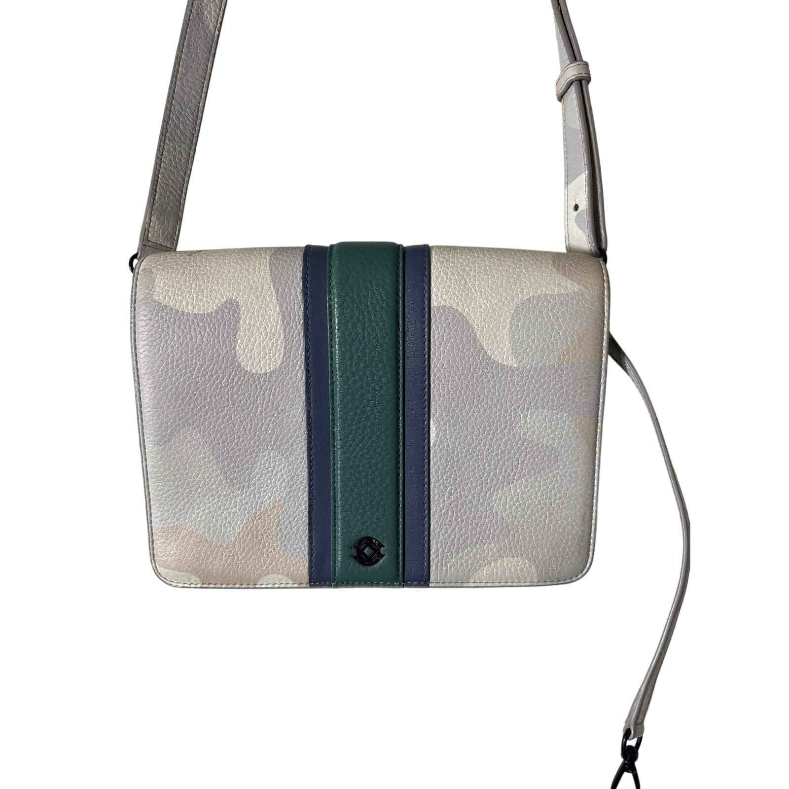 Dagne Dover Gray Camo with Green Stripe Purse