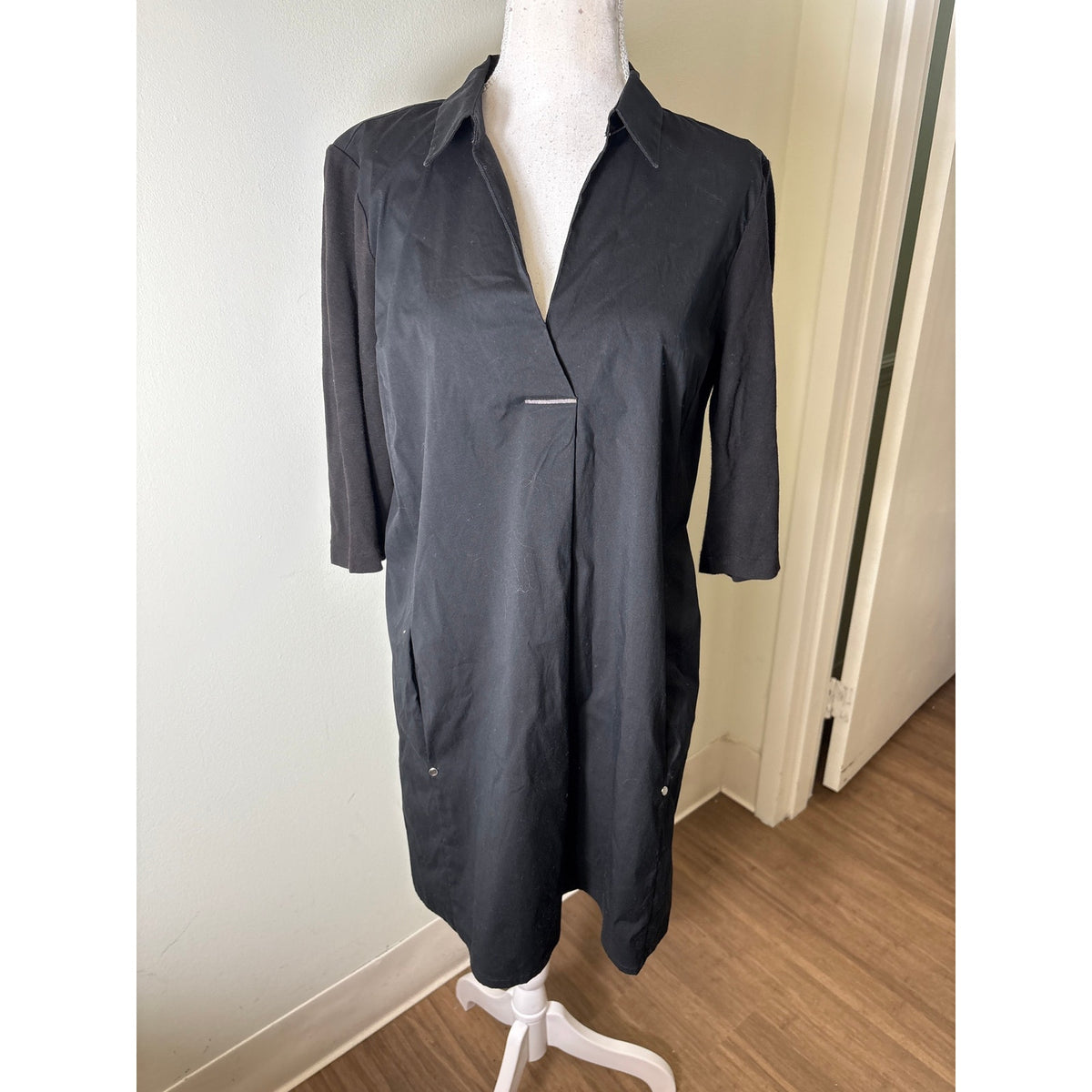 Lafayette 148 Black Mixed Media Tunic Style Dress Sz 8