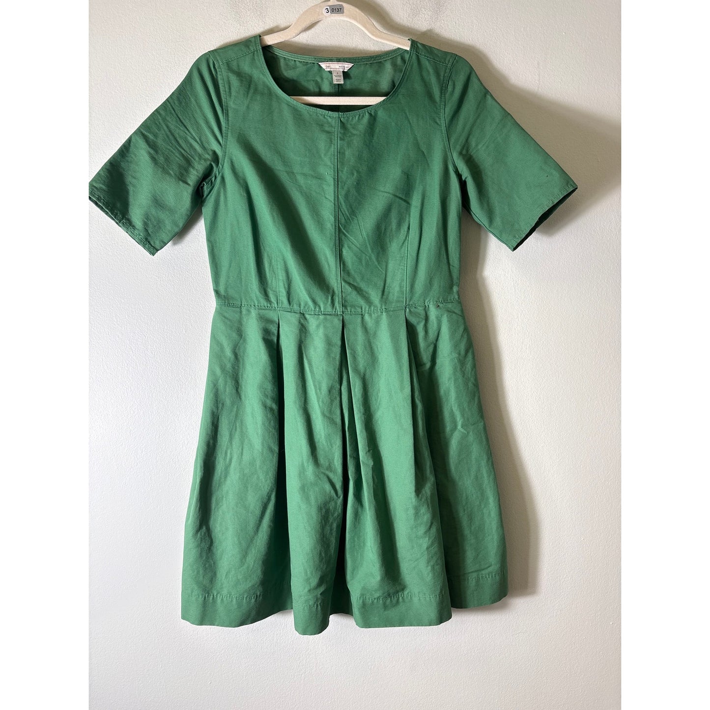 Gap Kelly Green A Line Pleated Short Sleeve Dress Sz 2