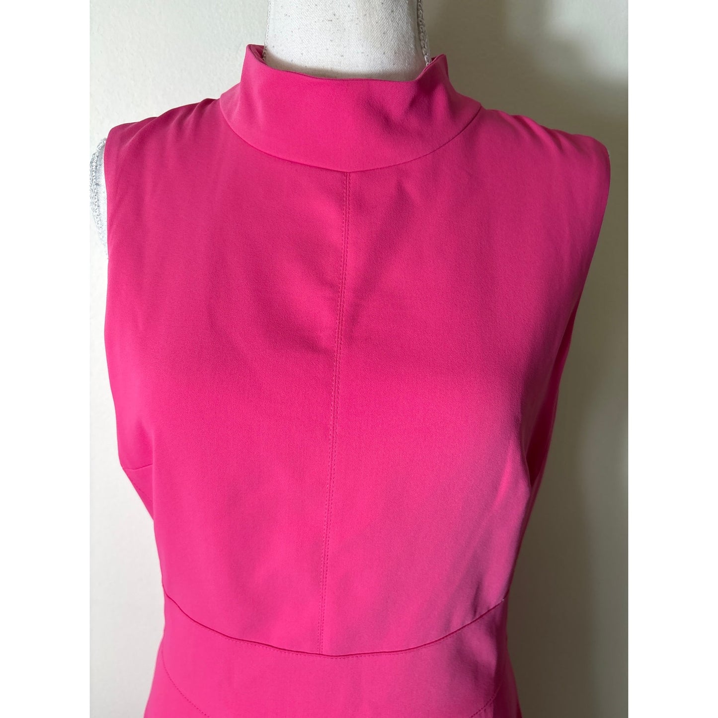 Karen Millen Bright Pink Soft Tailored High Low Midi Dress Sz 10