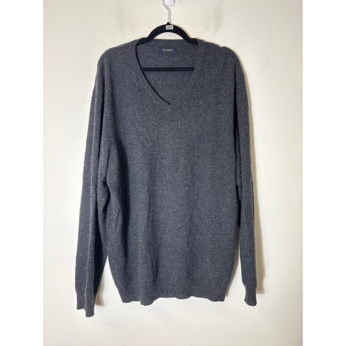 Men's 100% Cashmere Dark Gray Long Sleeve Cashmere Crew Neck Sweater L