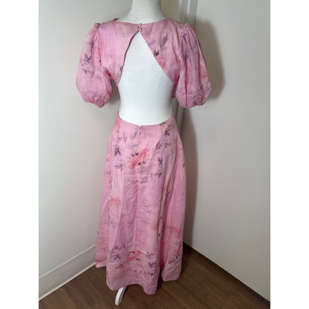 Bardot Pink Floral Backless Floor Length Dress Sz 4
